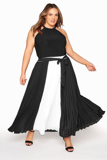 Yours Curve Black London Pleated Maxi Skirt