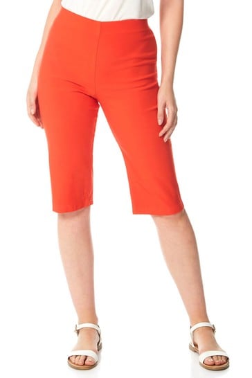 Roman Dark Orange Knee Length Stretch Shorts