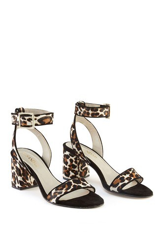 leopard print block heel sandals