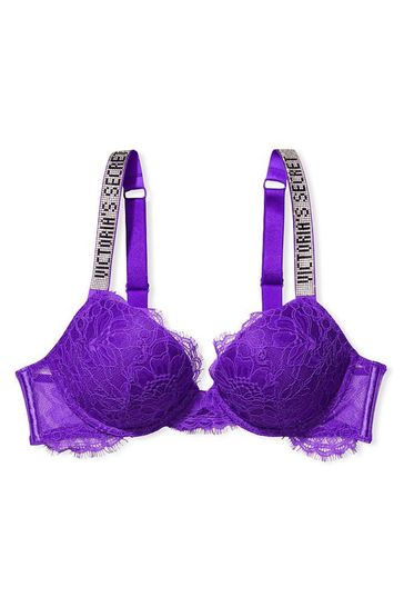 Buy Victoria's Secret Bright Violet Purple Lace Shine Strap Plunge Push Up  Bra from Next Luxembourg
