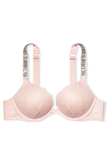 Buy Victoria's Secret Purest Pink Bombshell Add 2 Cups Shine Strap Lace  Push Up Bra from Next Luxembourg