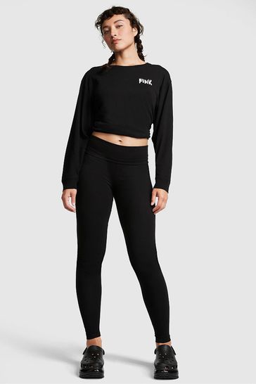 Buy Victoria's Secret PINK Pure Black Cotton Foldover Legging from Next  Luxembourg