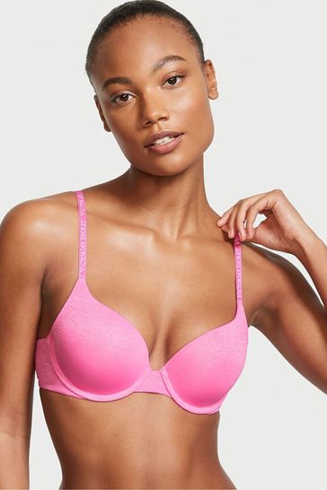 Buy Victoria's Secret Hollywood Pink Smooth Logo Strap Full Cup Push Up T-Shirt  Bra from Next Luxembourg