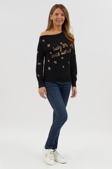 Cold shoulder christmas jumper deals