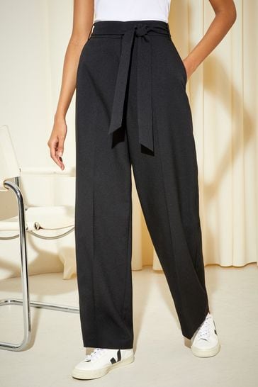 Friends Like These Black Wide Leg Textured Tailored Trousers