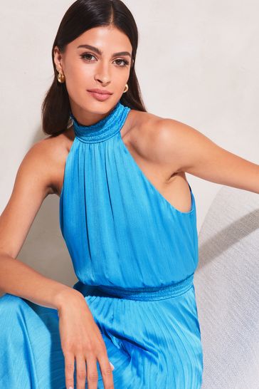 Lipsy blue halter neck dress cheap