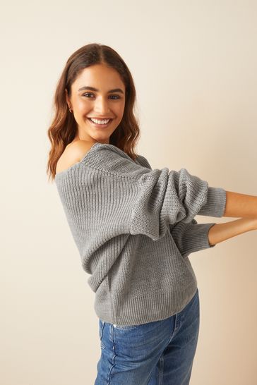 Buy Friends Like These Grey Off The Shoulder Jumper from Next