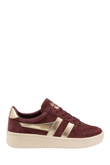 Gola Red/Burgundy Grandslam Pearl Ladies' Suede Lace-Up Trainers