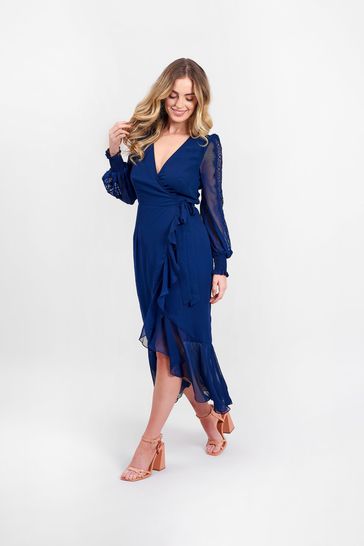 Buy Little Mistress Lace Insert Wrap Midaxi Dress from the  FitforhealthShops online shop