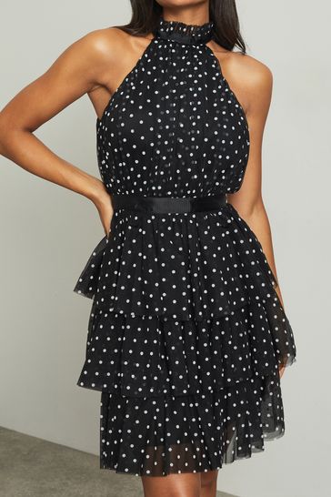 Buy Lipsy Monochrome Regular Tiered Halter Mini Dress from Next