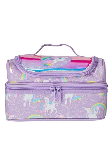 Smiggle Lilac Unicorn Beyond Double Decker Lunchbox
