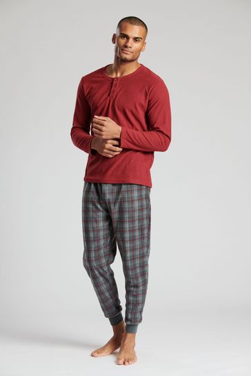 Loungeable Red Checked Fleece Pyjama Set