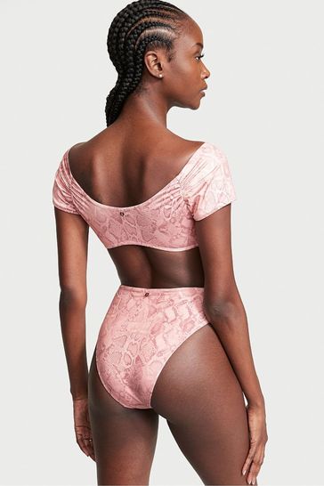 Smocked off the shoulder swim top top