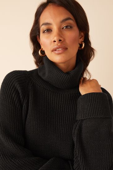 Black roll shop neck women