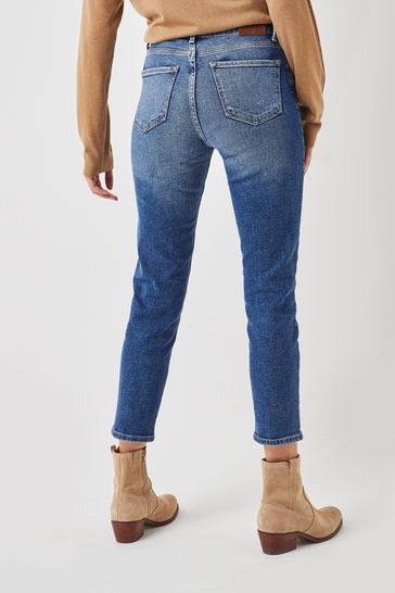 High Waist Cropped Straight Jeans 
