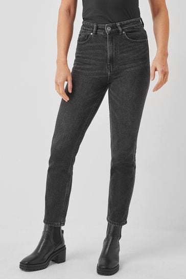 ONLY Washed Black Regular High Waist Cropped Straight Jeans