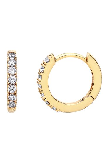 Estella Bartlett Gold Pave Set Hoop Earrings with White CZ