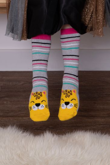 Totes Purple Cat 2 Pack Slipper Socks