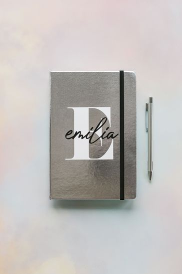 Personalised Initailled A5 Metallic Notebook and Pen by Ice London