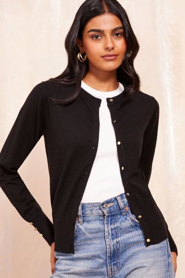 Friends Like These Black Crew Neck Cardigan