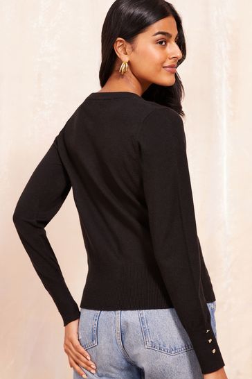 Buy Friends Like These Black Crew Neck Cardigan from Next Luxembourg