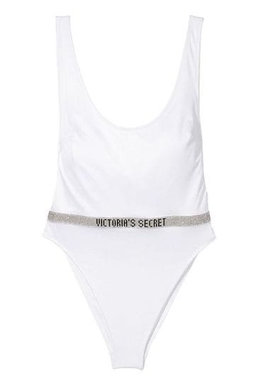 Buy Victoria s Secret White Shine Strap Belted Open Back Swimsuit