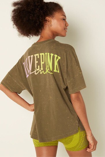 Buy Victoria s Secret PINK Varsity Short Sleeve Crew T Shirt from