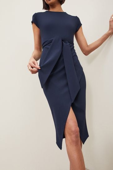 Buy Lipsy Navy Petite Tie Waist Bodycon Dress from Next Luxembourg