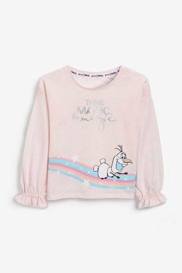 Brand Threads Pink Girls Organic Cotton Disney Frozen Long Sleeve Top
