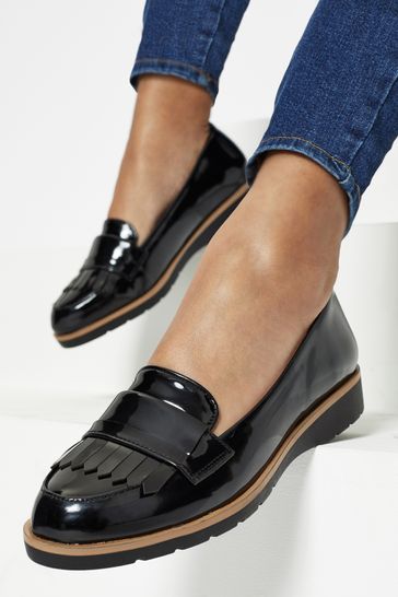 Lipsy Black Wide FIt Patent Loafer