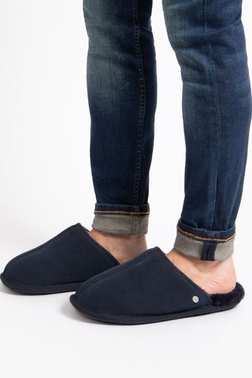 Just Sheepskin Blue Mens Donmar Sheepskin Slipper