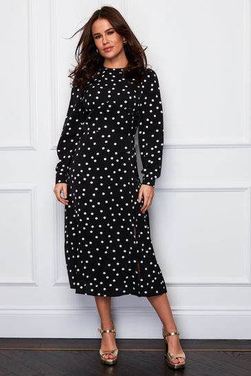 Black spot midi dress online