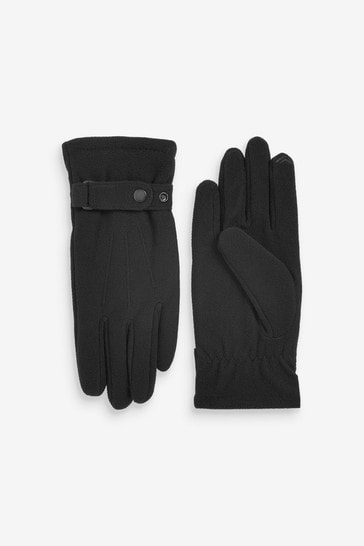 Totes Black Isotoner Mens Smartouch Fleece Gloves