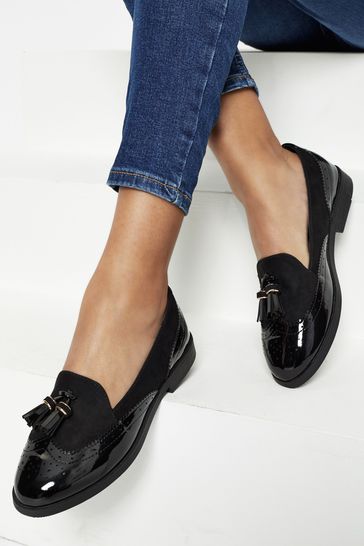 Lipsy Black Brogue Tassle Loafer