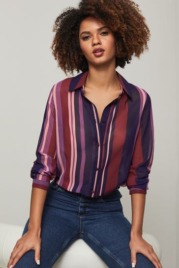 Lipsy Berry Stripe Regular Printed Shirt