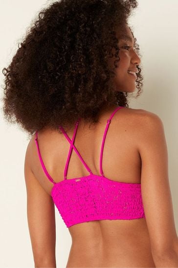 Buy Victoria's Secret PINK Neon Fuchsia Pink Lace Strappy Back Longline  Bralette from Next Ireland