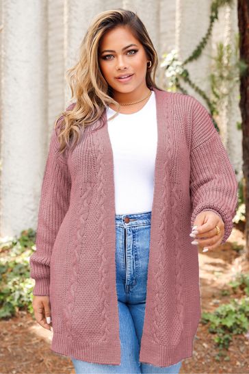 Lipsy pink outlet cable cardigan
