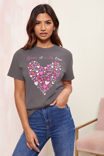 Wear it with Love Grey Women's Boyfriend T Shirt