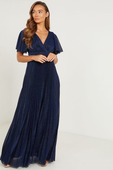 Buy Quiz Pleated Wrap Maxi Dress with Angelic Sleeves from Next Ireland