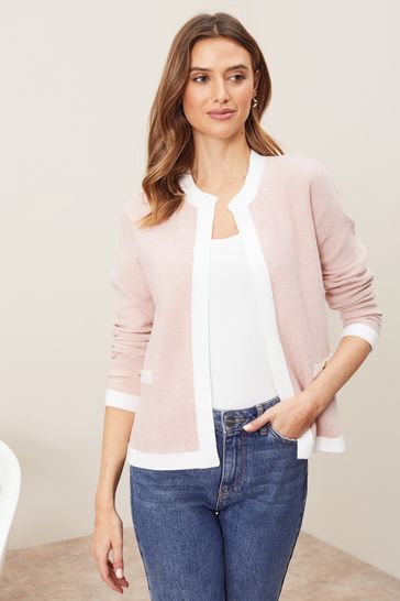 Lipsy Pink Regular Crew Neck Button Knitted Cardigan