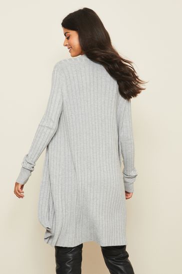 Buy Lipsy Light Grey Regular Edge To Edge Ribbed Cardigan from