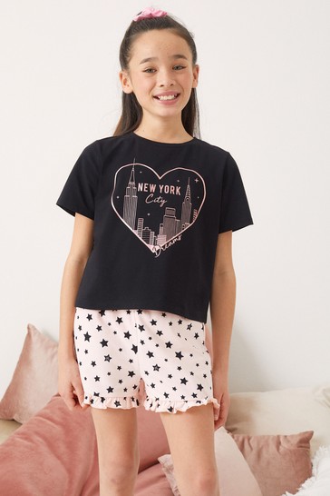 Lipsy Black Frill Short Pyjamas