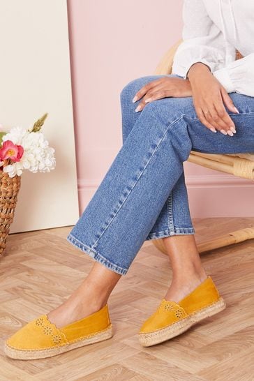 Love & Roses Yellow Cut out Flat Espadrille