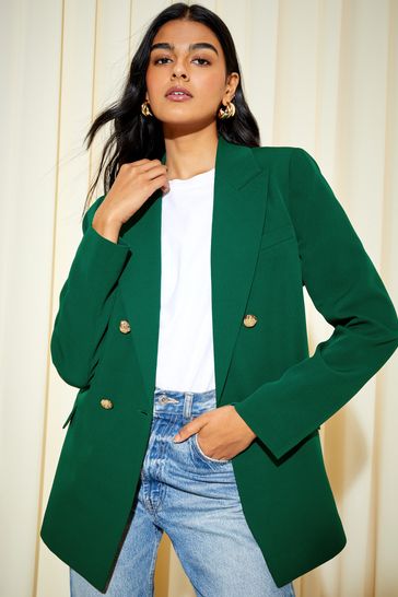 Friends Like These Forest Green Military Double Breasted Tailored Blazer