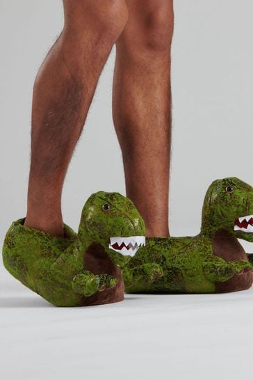 Loungeable Green 3D Novelty Slippers - Mens