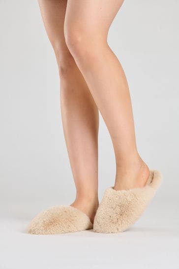 Loungeable Neutral Square Toe Slim Mule Slippers