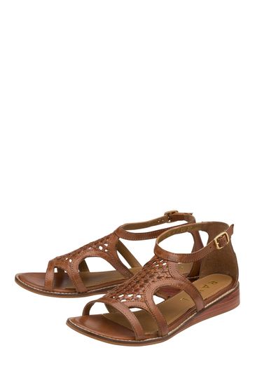 Buy Ravel Brown Gladiator Ladies Leather Low Wedge Sandal from