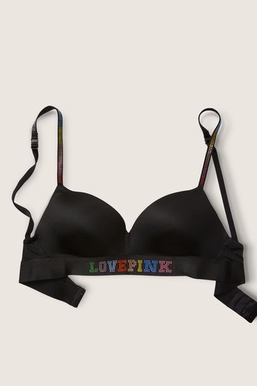 Buy Victoria's Secret PINK Pure Black Shine Non Wired Push Up Smooth  T-Shirt Bra from Next Denmark