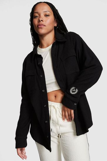 Buy Victoria s Secret PINK Black Reverse Fleece Shacket from Next