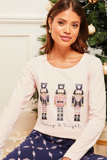 Lipsy Pink Nutcracker Christmas Long Sleeve Pyjama Set